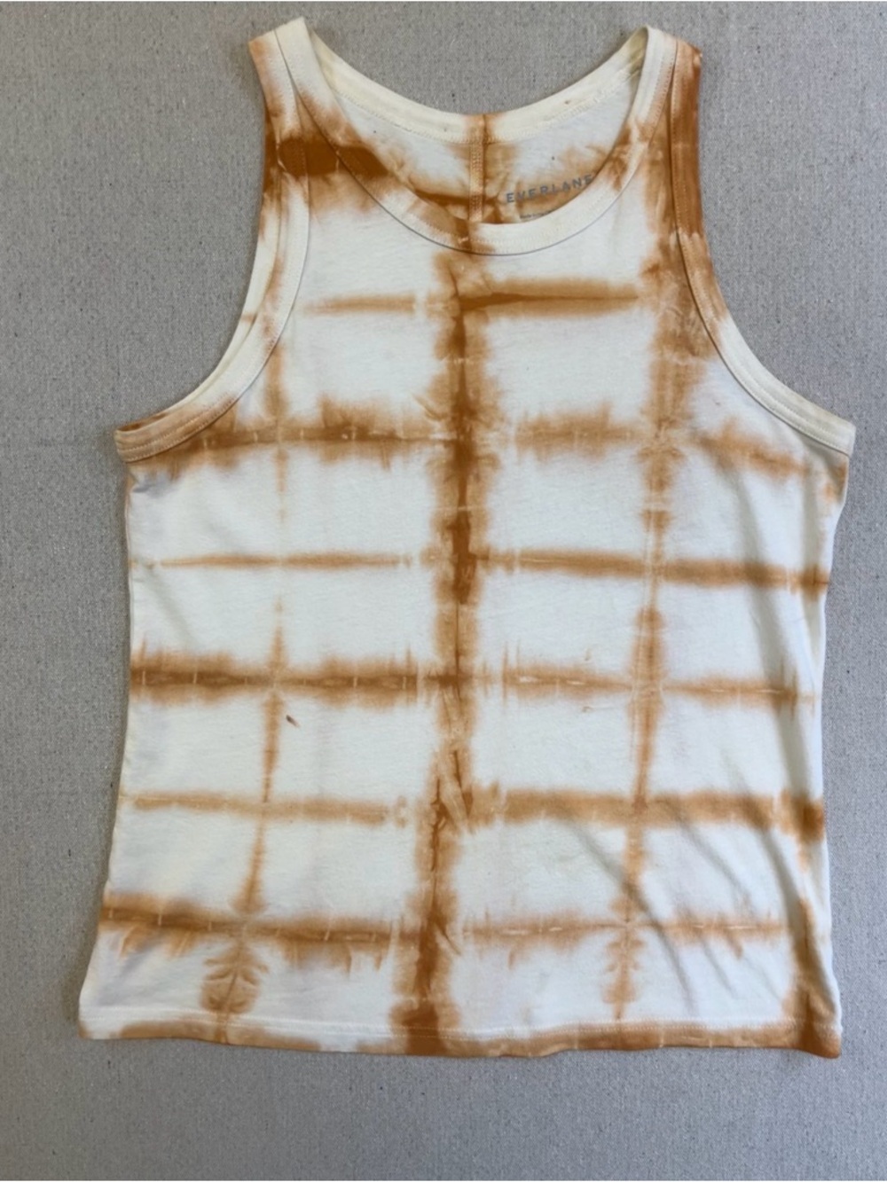 Everlane Tie-Dye Grid Tank Top in Cream and Brown